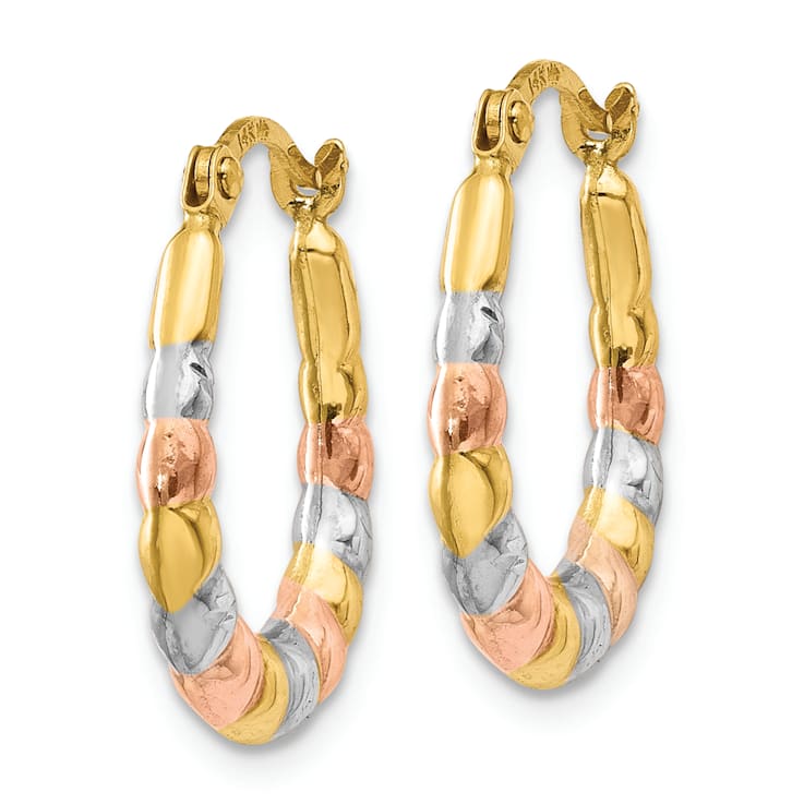 14k Yellow Gold and Rhodium Over 14k Yellow Gold Diamond-Cut 5/8"
Scalloped Hoop Earrings