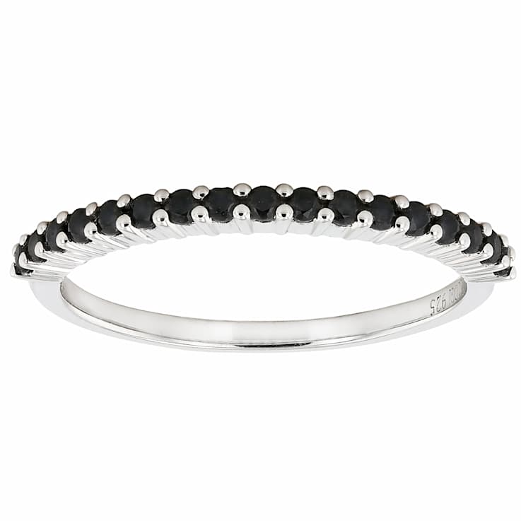 Black Spinel Band Ring In Sterling Silver 0.27ctw