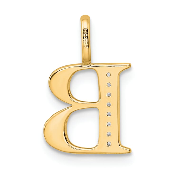 10k Yellow Gold and Rhodium Over 10k Yellow Gold Diamond Letter B
Initial Pendant