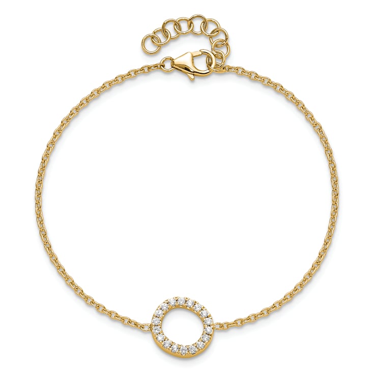 14k Yellow Gold Diamond Sideways Letter O Bracelet