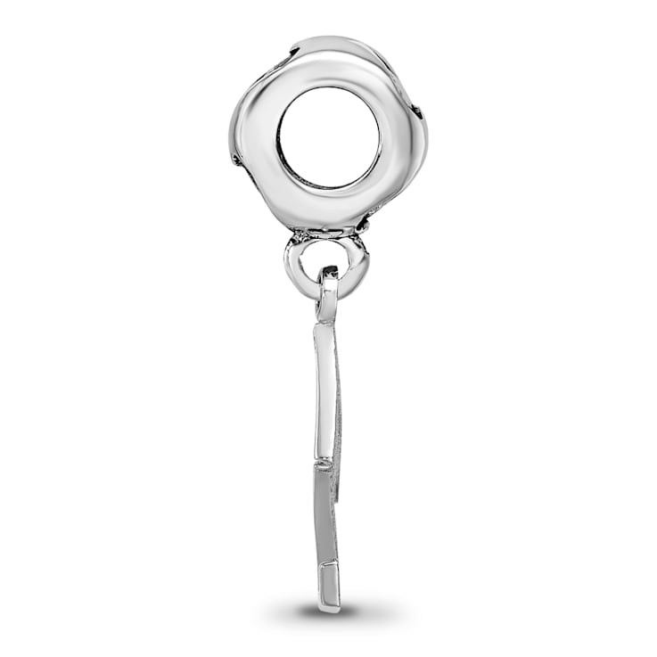 Rhodium Over Sterling Silver LogoArt Delta Zeta Vertical Letters on
Heart Bead