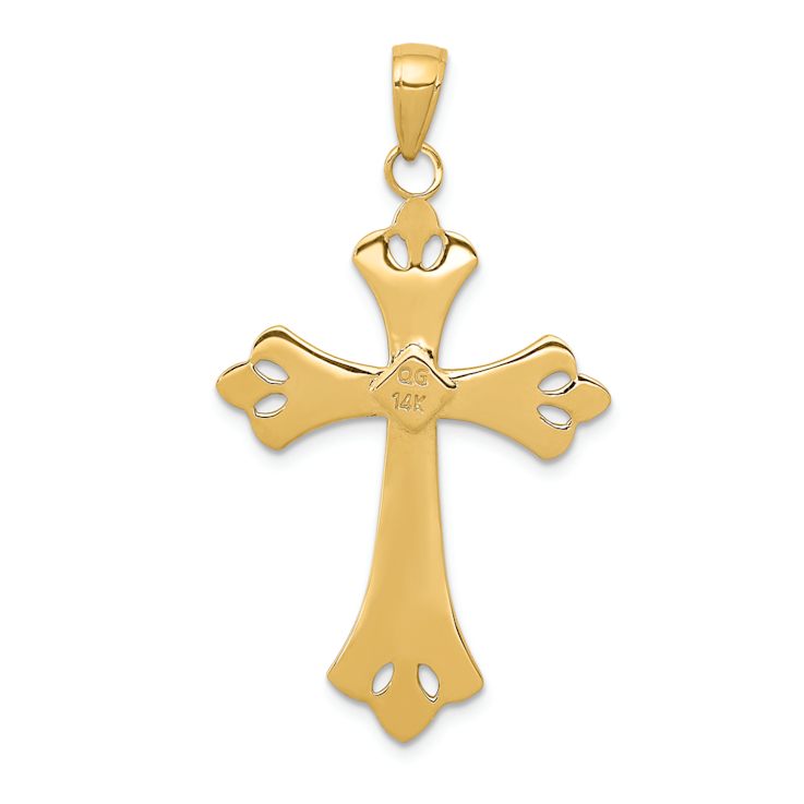 14K Two-tone Gold  Textured Cross Pendant