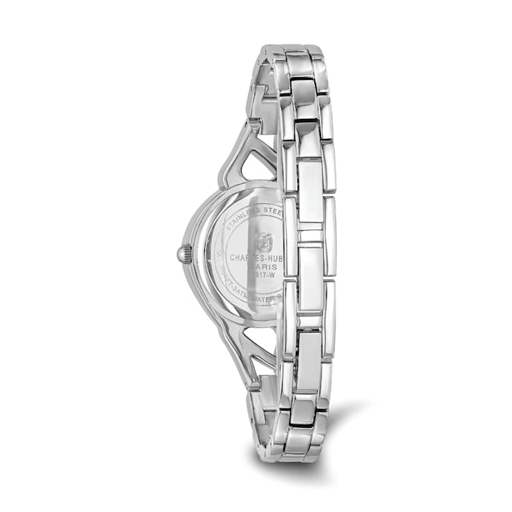 Ladies Charles Hubert Chrome-finish Black Dial Watch