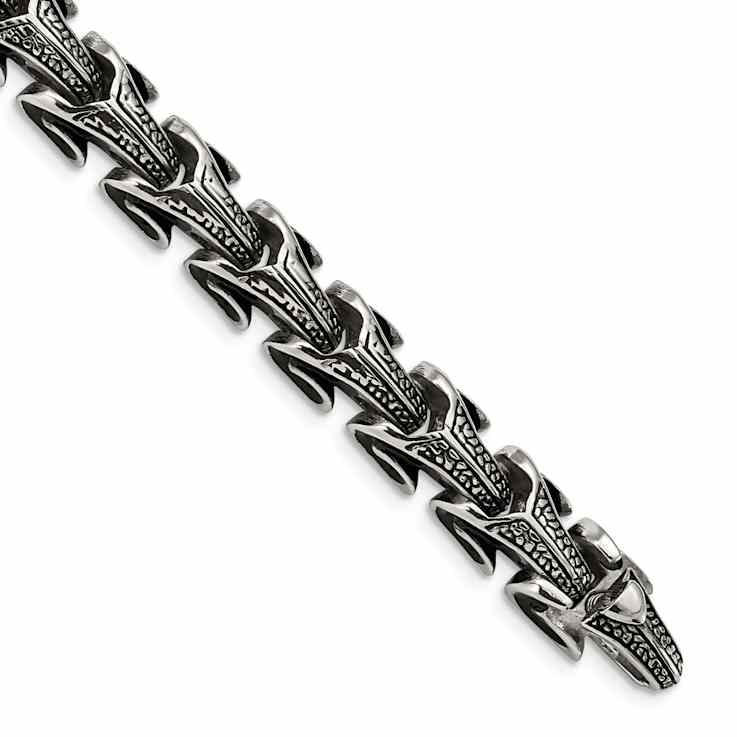 Stainless Steel Antiqued and Polished Bracelet