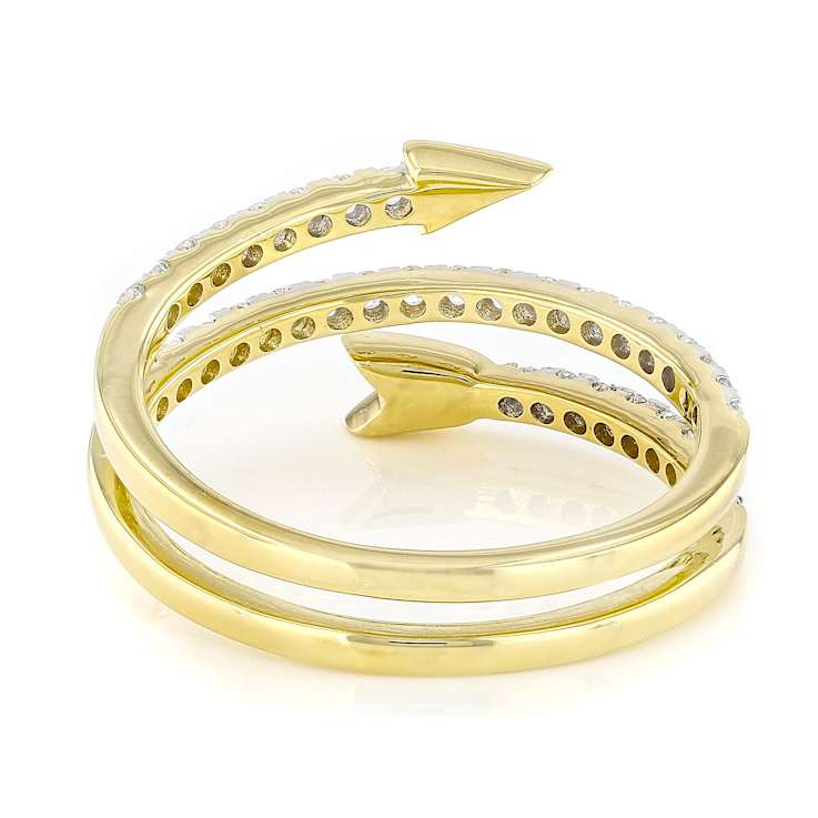 Lab-Grown Diamond Arrow Bypass Ring In 14K Gold Over Sterling Silver 0.35ctw