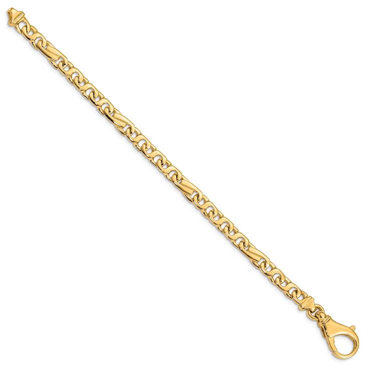 14k Yellow Gold 5.8mm Hand-polished Fancy Link Bracelet