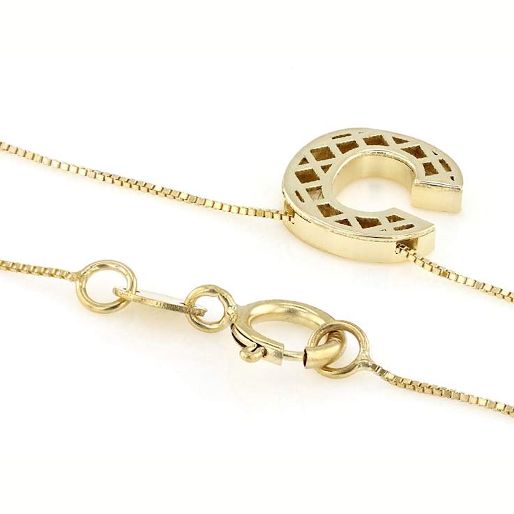Block Letter C Initial Necklace In 10K Yellow Gold