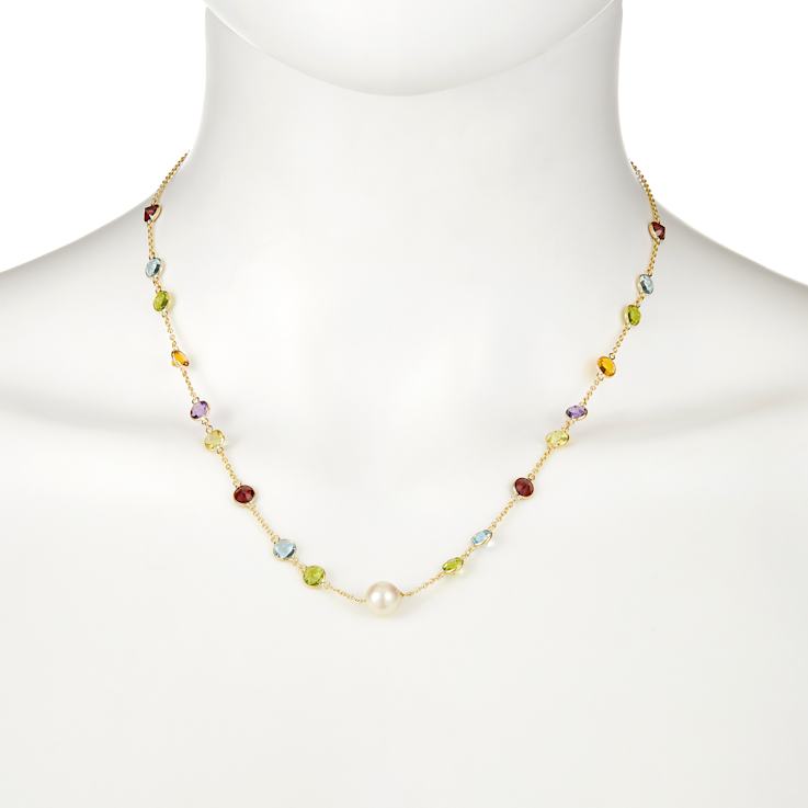Multi-Gem 14k Yellow Gold 18" Necklace 9.69ctw