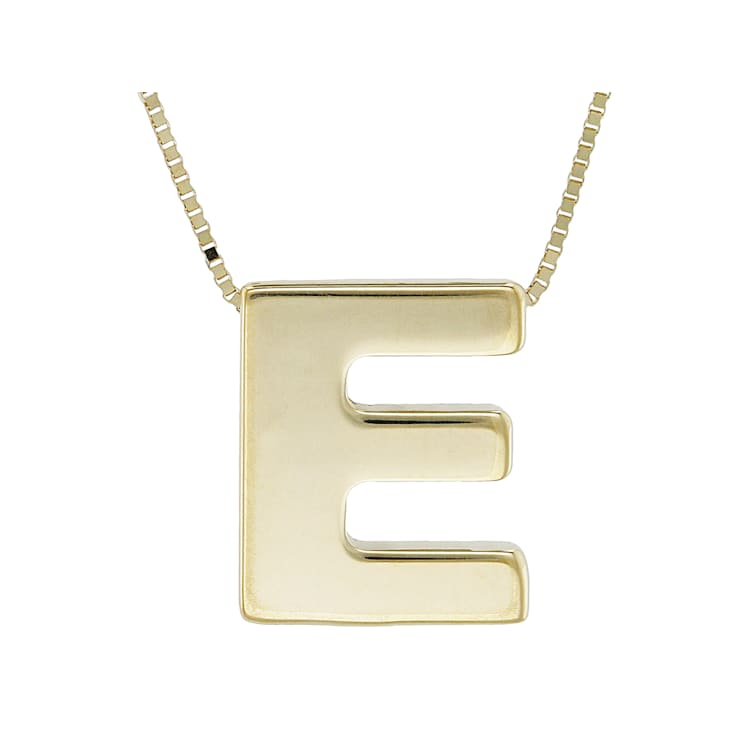Block Letter E Initial Necklace In 10K Yellow Gold