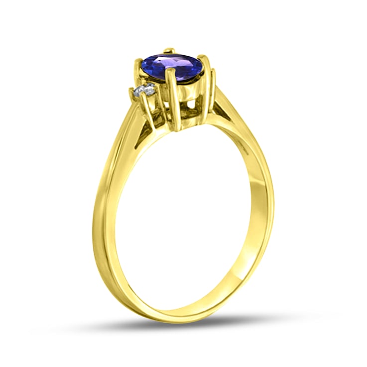 0.45ctw Tanzanite and Diamond Ring in 14k Yellow Gold