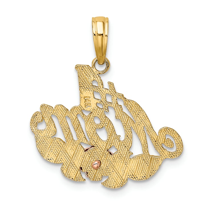 14k Yellow Gold and 14k Rose Gold with Rhodium Over 14k Yellow Gold
Textured #1 MOM Flower Charm