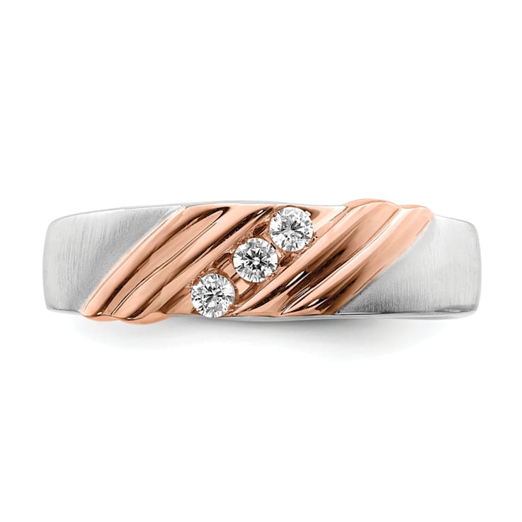 14K Two-tone Rose and White Gold Lab Grown Diamond Men's Band