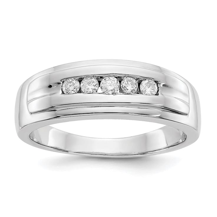 Rhodium Over 14K White Gold Lab Grown Diamond SI1/SI2, G H I, Men's Ring