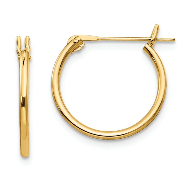 14K Yellow Gold 1.25mm Hoop Earrings