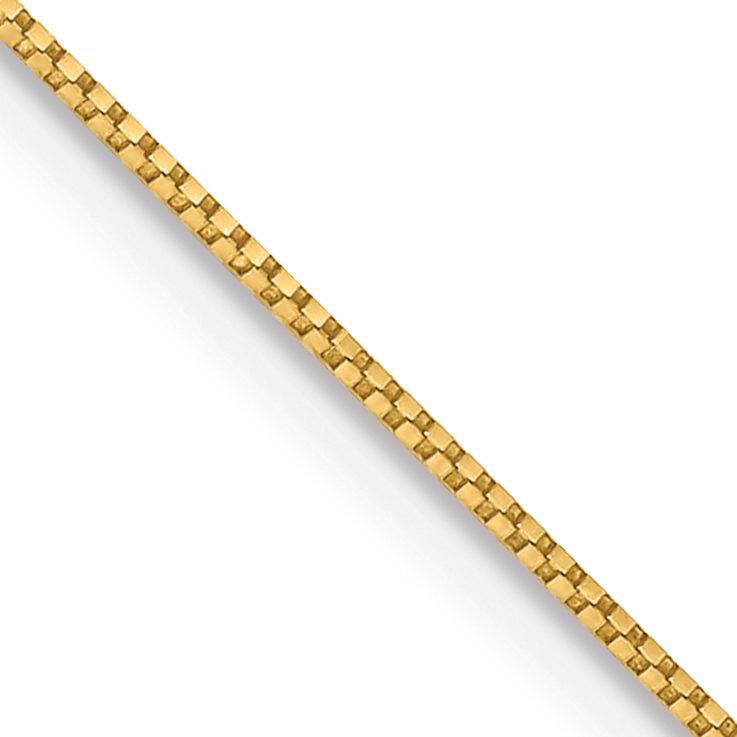 14k Yellow Gold 0.7mm Solid Box 24 Inch Chain