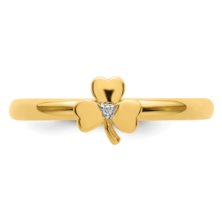 14K Yellow Gold Over Sterling Silver Stackable Expressions Diamond
Clover Ring 0.005ctw