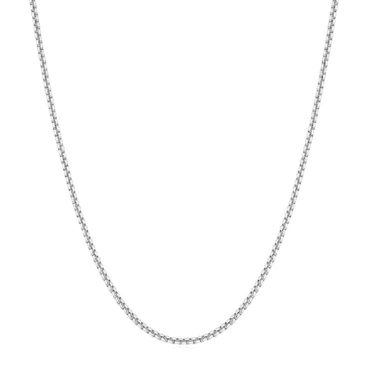 925 Sterling Silver 1.5mm Round Box Chain Necklace - 24"