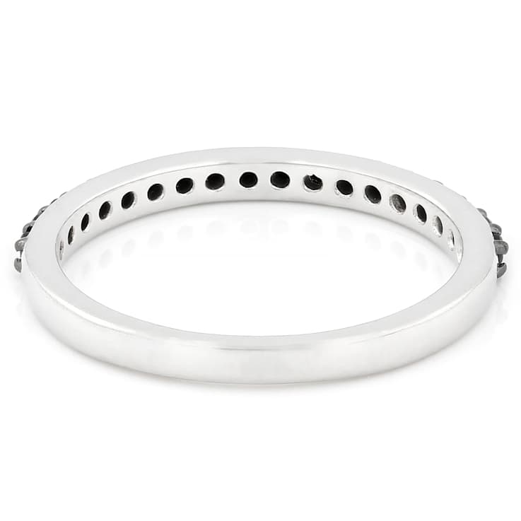 Black CZ Accent Band Ring In Sterling Silver