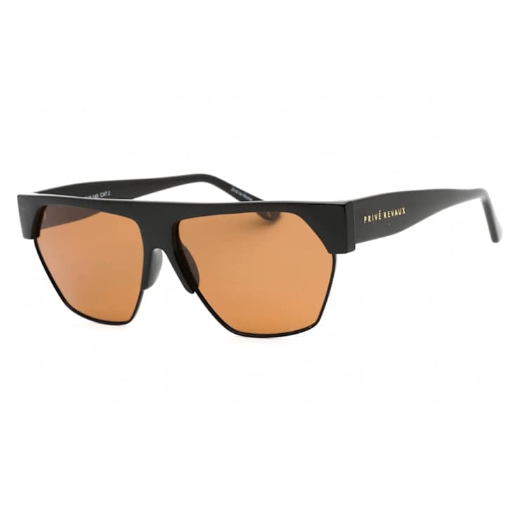 Prive Revaux Spicy Black Frame / Amber Lenses Rectangular Sunglasses