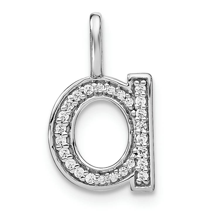 14K White Gold Diamond Lower Case Letter A Initial Pendant
