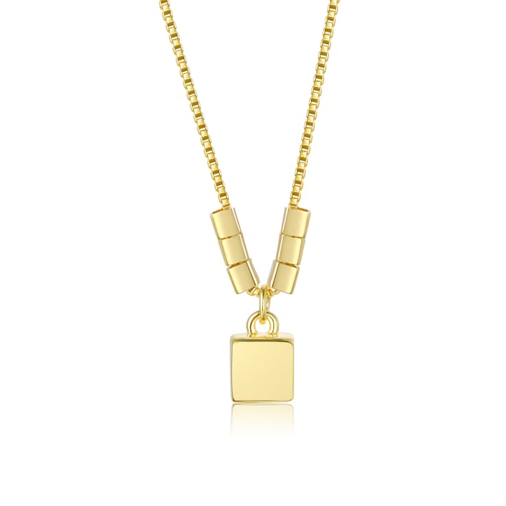 Lock And Beaded Accents Pendant Necklace In 14K Gold Over Brass