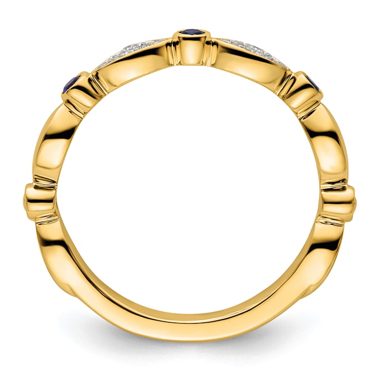 14K Yellow Gold Stackable Expressions Lab Created Sapphire and Diamond
Ring 0.105ctw