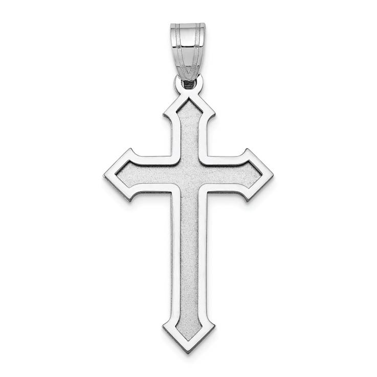 Rhodium Over 14k White Gold Satin Passion Cross Pendant