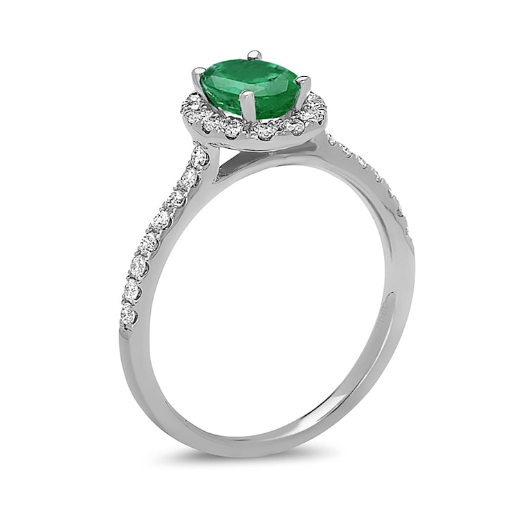 1.15ctw Emerald and Diamond Engagement Ring in 14k White Gold