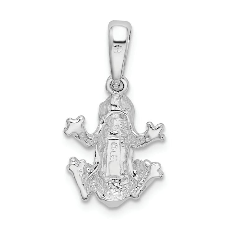 Rhodium Over Sterling Silver Polished Frog Pendant