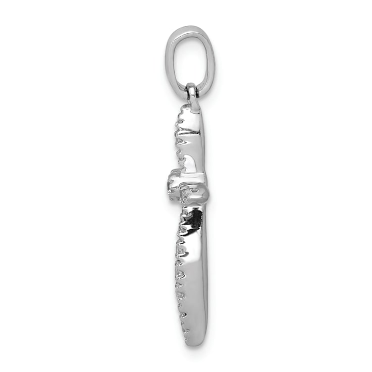 Rhodium Over 14k White Gold Diamond Cross Pendant