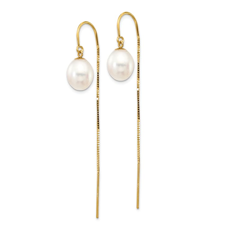 14K Yellow Gold 7-8mm White Rice Freshwater Cultured Pearl Box Chain
Threader Earrings