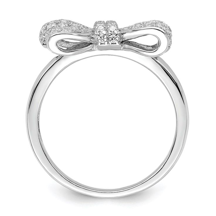 Rhodium Over Sterling Silver Cubic Zirconia Bow Ring