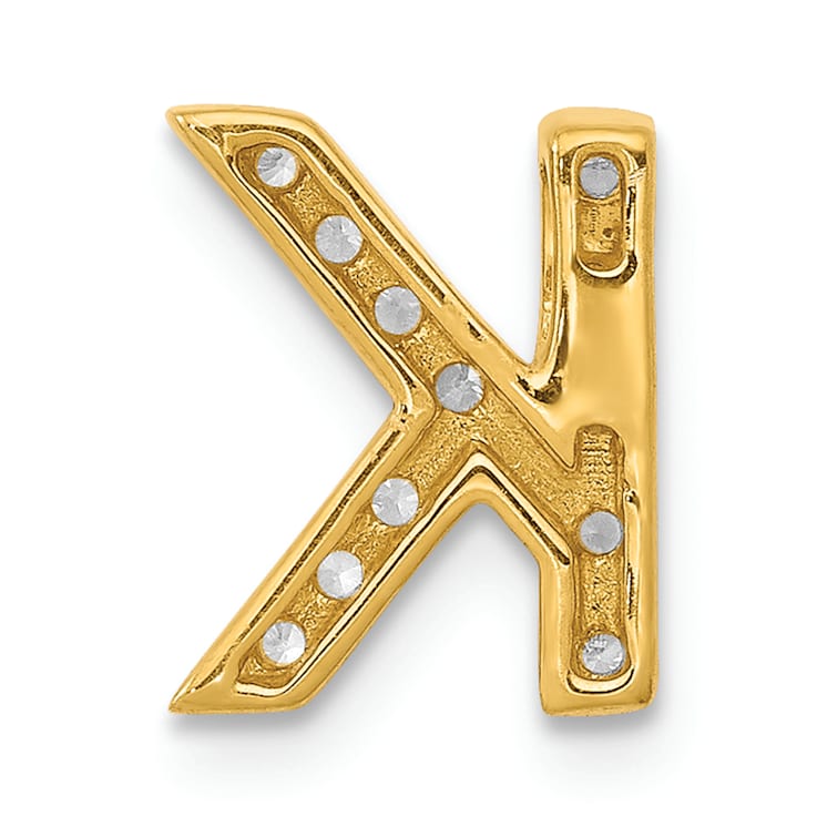 14K Yellow Gold Diamond Letter K Initial Charm