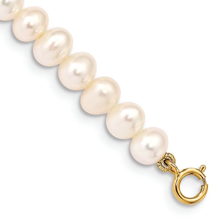 14k Yellow Gold Children's 4-5mm White Egg Shape Freshwater Cultured
Pearl Bracelet
