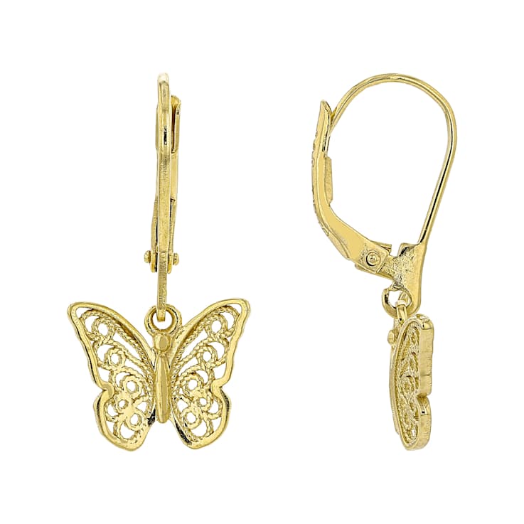 Butterfly Filigree Earrings In 18K Gold Over Sterling Silver