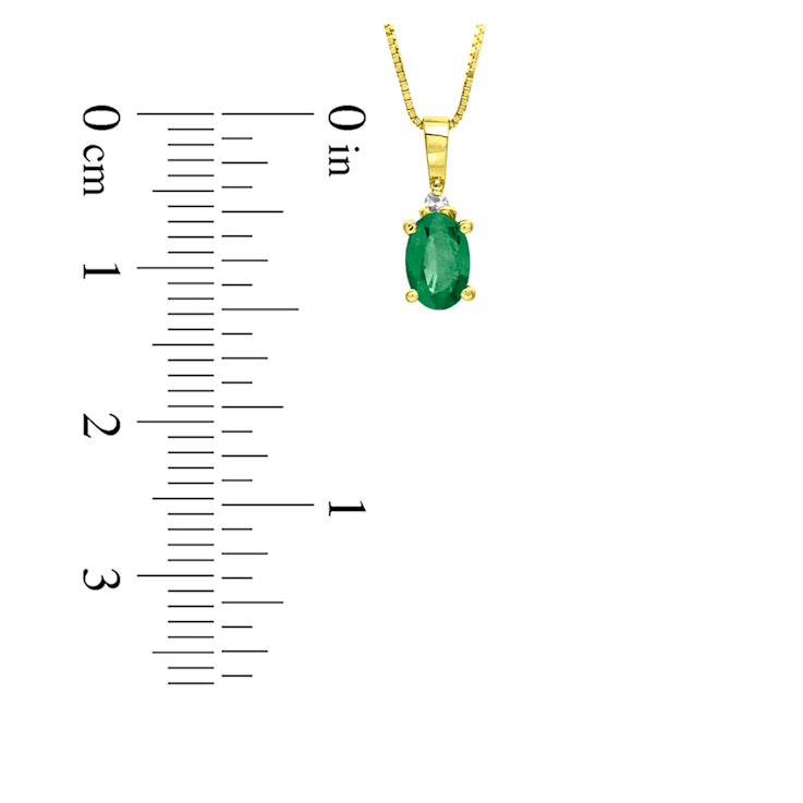 0.35ctw Oval Emerald and Round Diamond Accent Pendant in 14k Yellow Gold