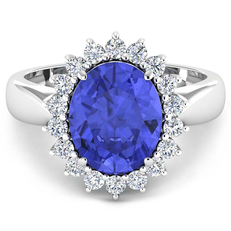 3.97ctw Violet Tanzanite and Diamond 14K White Gold Halo Ring