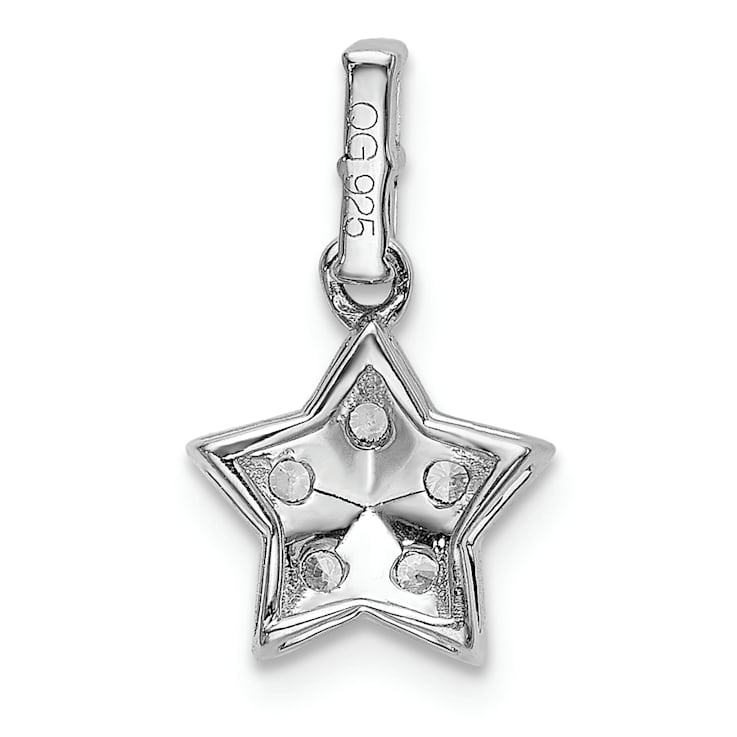 Rhodium Over 14k White Gold Diamond Star Pendant