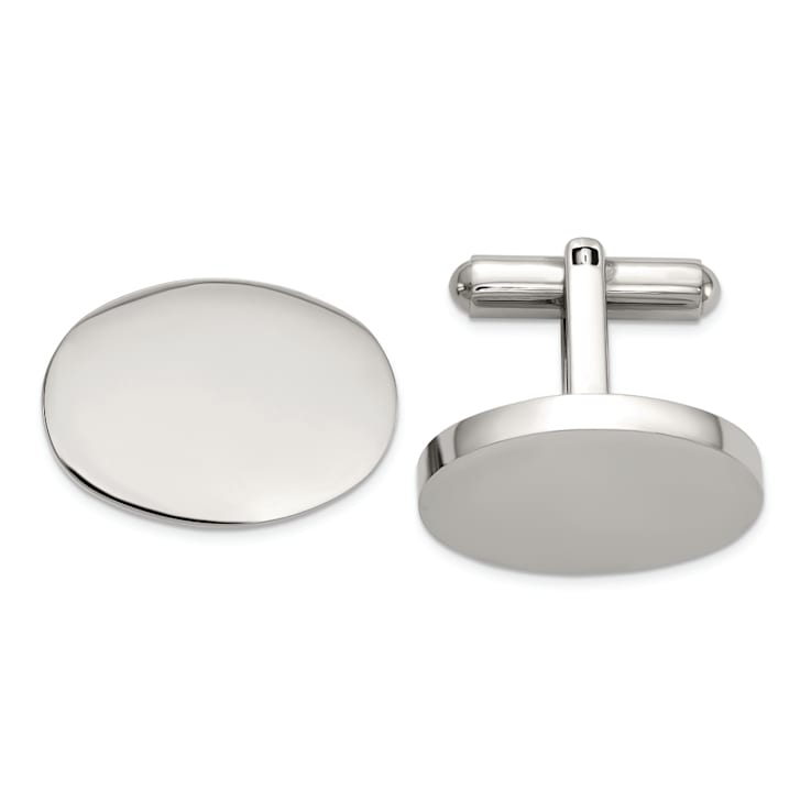 Stainless Steel Polished Oval Cuff Links
