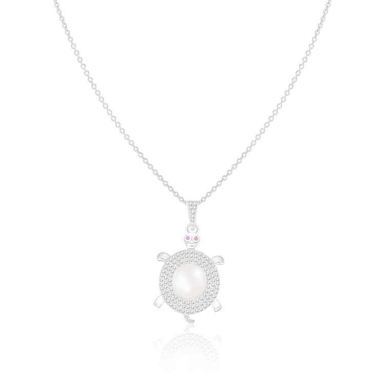 8-9mm White Cultured Freshwater Pearl Sterling Silver Pendant W/Chain