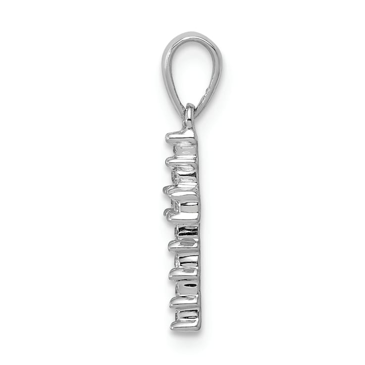 Rhodium Over 14K White Gold 1/20ct. Diamond Latin Cross Pendant