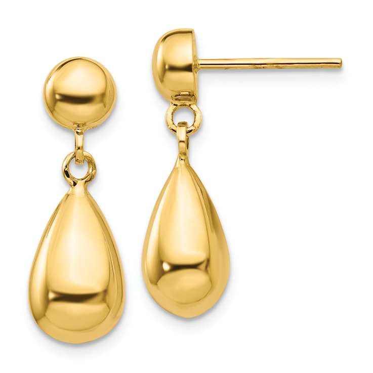 14k Yellow Gold Teardrop Dangle Earrings