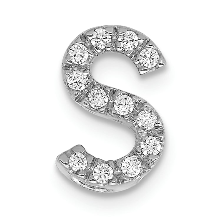 Rhodium Over 14K White Gold Diamond Letter S Initial Charm