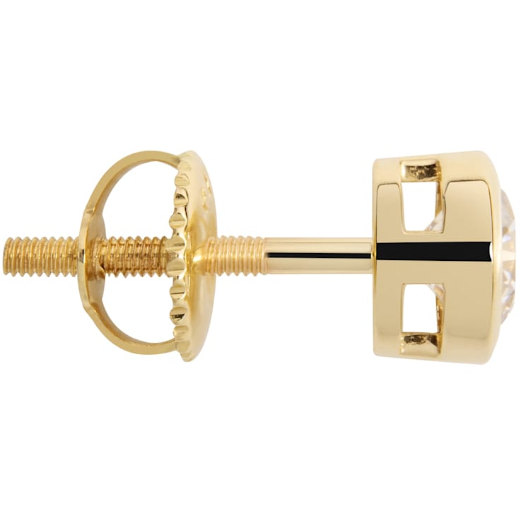 White Cubic Zirconia 14k Yellow Gold Studs With Velvet Gift Box 1.00ctw