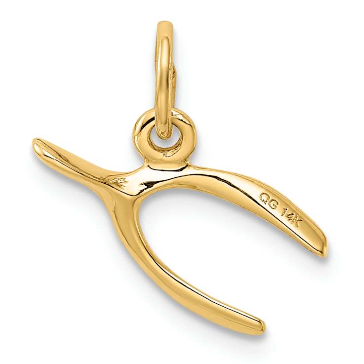 14K Yellow Gold Wishbone Charm
