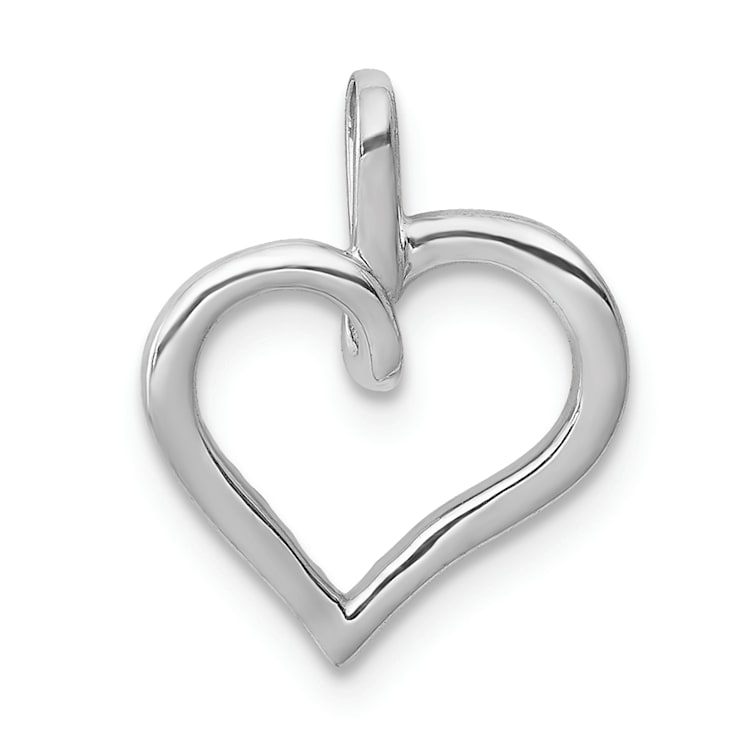 Rhodium Over 14k White Gold Diamond Heart Pendant