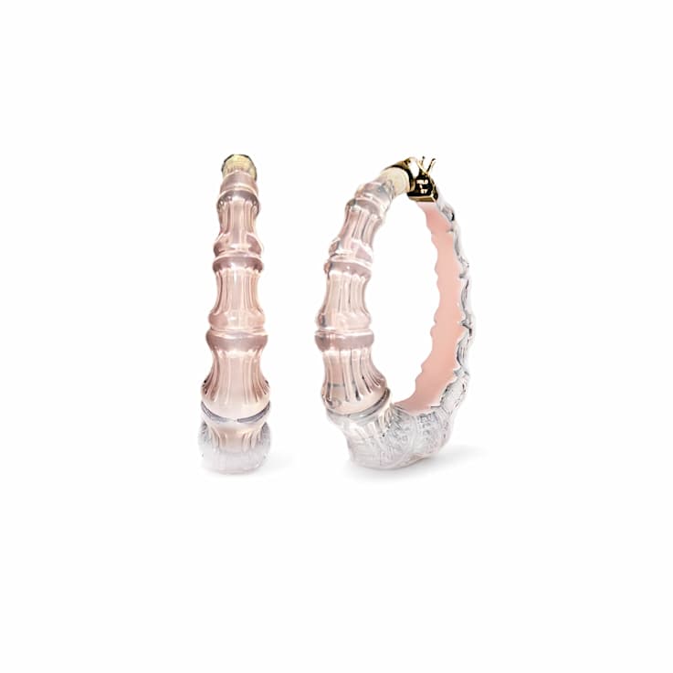 14K Yellow Gold Over Sterling Silver Acrylic and Enamel Bamboo Illusion
Hoops in Ballerina Slipper