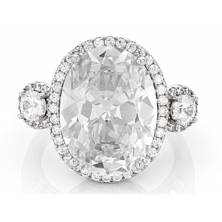 White Cubic Zirconia Rhodium Over Sterling Silver Ring 17.34ctw
