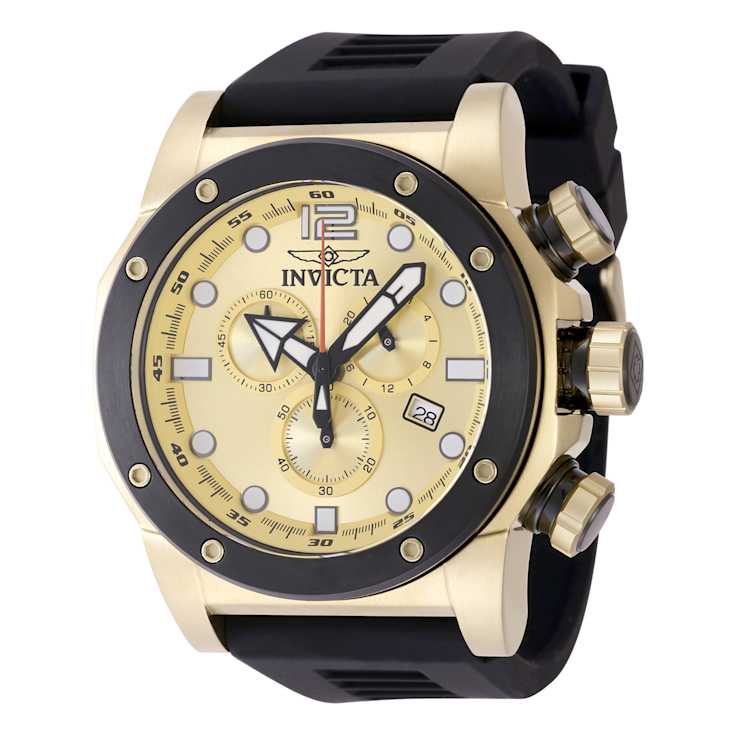Invicta Sea Hunter 52mm Yellow Dial Silicone Band Quartz Watch