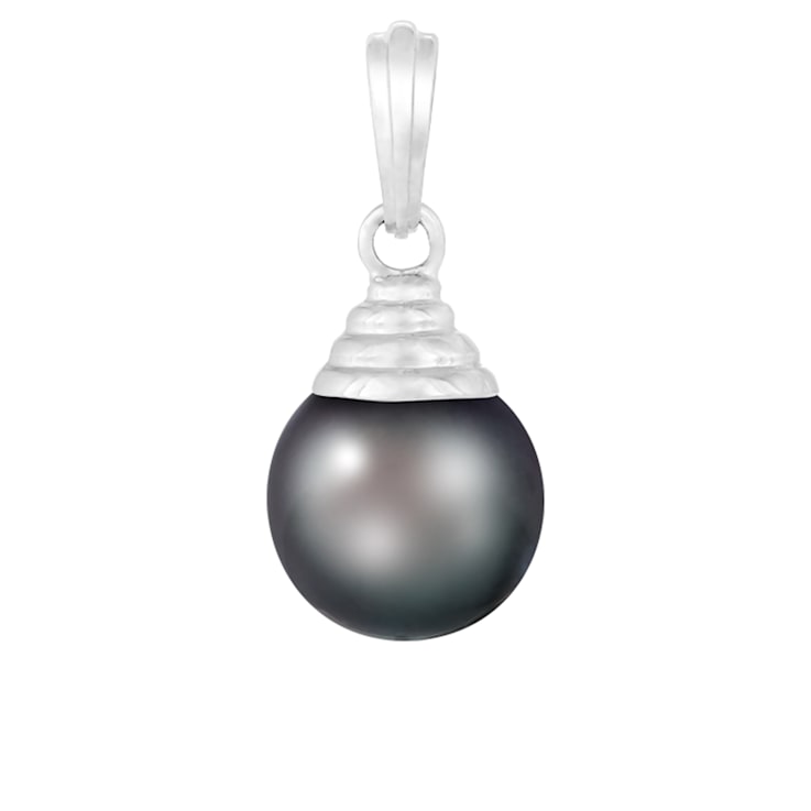 Cultured Tahitian Pearl 9mm Pendant in 14k white gold